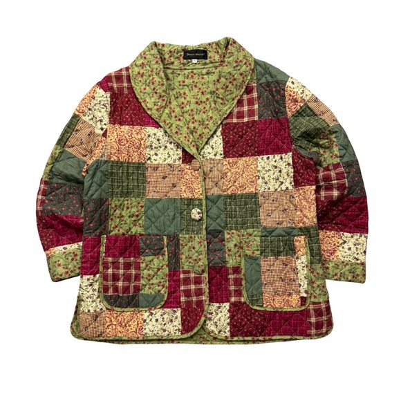 Donna Sharp Jackets & Blazers - Donna Sharp Quilted Patchwork Multicolor Floral Plaid Jacket Cottagecore XL
